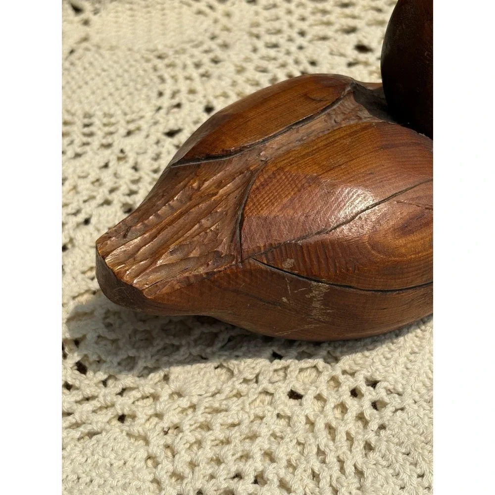 Vintage  Rustic Primitive Wooden Duck Hand Carved 7